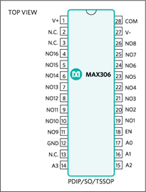 MAX306 Precision, 16-Channel/Dual 8-Channel, High-Performance, CMOS Analog Multiplexers